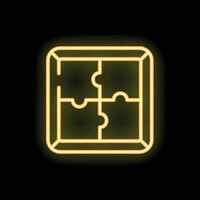 Neon puzzle icon glowing on dark background vector