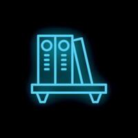 Neon icon of office shelf holding binders representing organization vector