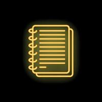 Neon yellow notepad is glowing on dark background vector