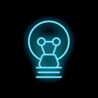 Neon lightbulb shining on black background representing ideas vector