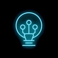 Neon blue lightbulb icon representing artificial intelligence vector