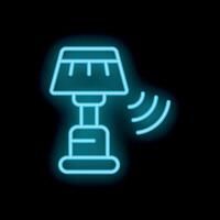 Neon icon of a smart lamp emitting a wifi signal vector