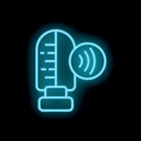 Neon icon of thermometer showing high temperature representing fever symptoms vector