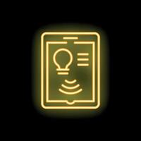 Neon smartphone showing smart home technology control system vector