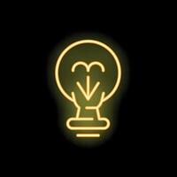 Neon yellow light bulb with arrow pointing down representing downloading an idea concept vector