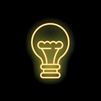 Yellow neon lightbulb shining brightly on dark background vector