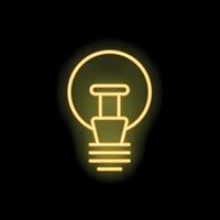 Neon lightbulb shining brightly on black background vector