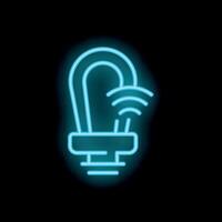 Neon smart light bulb shining in the dark vector