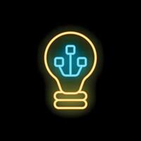 Neon lightbulb representing idea generation process vector