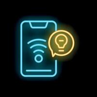 Smartphone showing wifi signal and light bulb notification icon in speech bubble vector