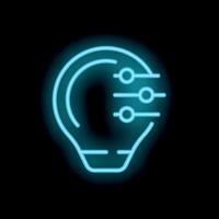 Neon icon of a light bulb symbolizing settings and configuration vector