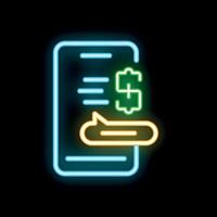 Neon sign representing online payment with dollar symbol and speech bubble for e commerce and digital transactions vector