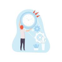 Office Worker Planning, Organizing, Controlling Working Time, Business Concept of Time Management Illustration vector