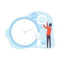 Man Regulating Clockwork, Businessman Planning, Controlling Working Time, Business Concept of Time Management Illustration vector