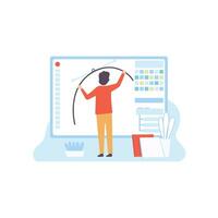 Web Design, Digital Content Creating, Technology Process of Software Development, Social Media Marketing Illustration vector