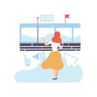 Girl Creating Digital Content, Web Design and Development, Social Media Marketing Illustration vector