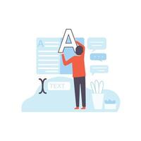 Man Creating Web Site Page, Digital Content Creating, Technology Process of Software Development, Social Media Marketing Illustration vector