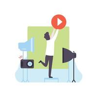 Man Creating Content, Technology Process of Software Development, Social Media Marketing Illustration vector