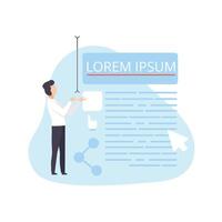 Man Working on Landing Page, Digital Content Creative Technology Process, Social Media Marketing Illustration vector