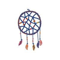 Dream Catcher with Feathers, Boho Style Design Element, Ethnic, Mystic Symbol Illustration vector