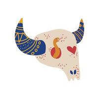 Bull Skull, Boho Style Design Element, Ethnic, Mystic Symbol Illustration vector