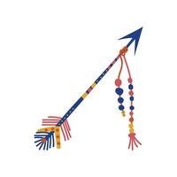 Arrow with Decorative Feather, Boho Style Design Element, Ethnic, Mystic Symbol Illustration vector