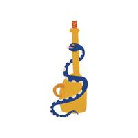 Bottle and Snake, Boho Style Design Element, Ethnic, Mystic Symbol Illustration vector
