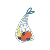 Shopping Cloth String Bag, Zero Waste Reusable Object, Eco lifestyle Concept Illustration vector