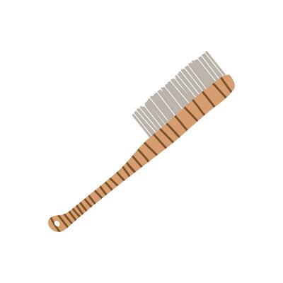 Wooden Scrub Brush with Handle, Zero Waste Reusable Object, Eco lifestyle Concept Illustration