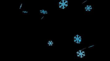 Snowflakes falling from the sky on a black background video