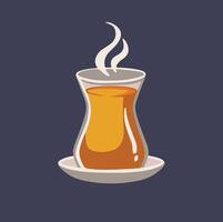 Glass of Turkish tea, hand drawn illustration vector