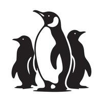Set of penguin shapes featured on a white background vector