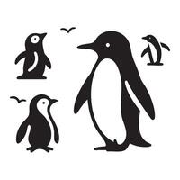 Variety of penguin silhouettes displayed on white vector
