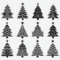 Minimalist Christmas Tree Clip Art Collection for Simple Design Needs vector