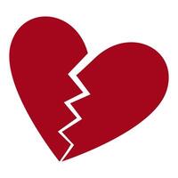 Broken heart or heartbreak red symbol. Heart broken concept illustration vector