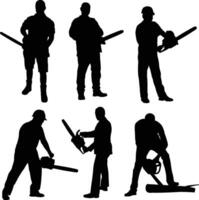 man with chainsaw silhouette vector
