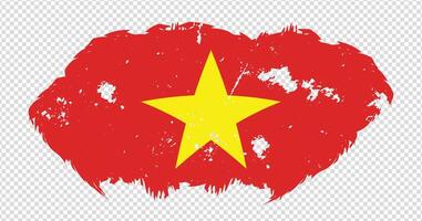 Vietnam national flag with distressed stroke brush effect on isolated background vector