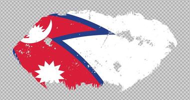 Nepal national flag with distressed stroke brush effect on isolated background vector