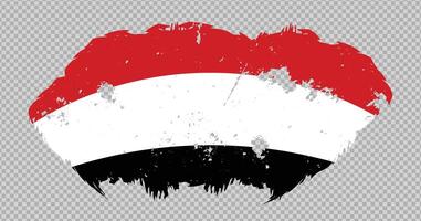 Yemen national flag with distressed stroke brush effect on isolated background vector