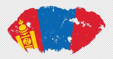 Mongolia national flag with distressed stroke brush effect on isolated background vector