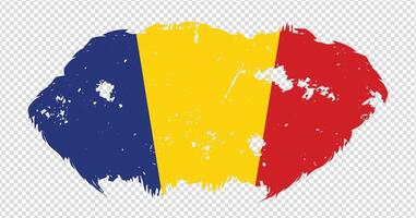 Romania national flag with distressed stroke brush effect on isolated background vector