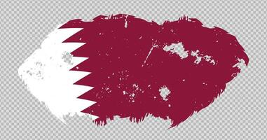 Qatar national flag with distressed stroke brush effect on isolated background vector