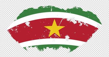 Suriname national flag with distressed stroke brush effect on isolated background vector