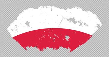 Poland national flag with distressed stroke brush effect on isolated background vector