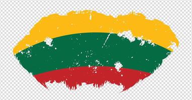 Lithuania national flag with distressed stroke brush effect on isolated background vector