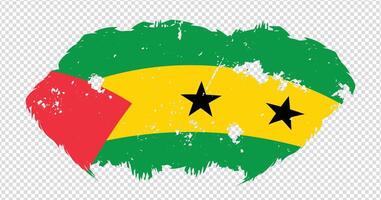 Sao Tome And Principe national flag with distressed stroke brush effect on isolated background vector