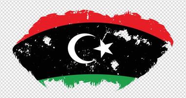 Libya national flag with distressed stroke brush effect on isolated background vector