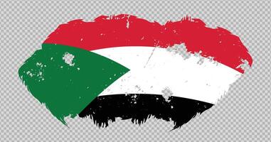 Sudan national flag with distressed stroke brush effect on isolated background vector