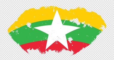 Myanmar national flag with distressed stroke brush effect on isolated background vector