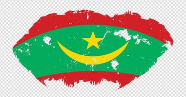 Mauritania national flag with distressed stroke brush effect on isolated background vector